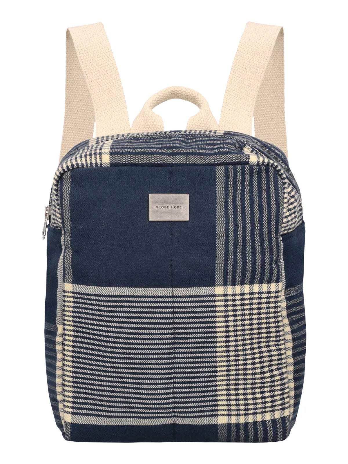 TAIGA Small backpack - blue quilted fabric