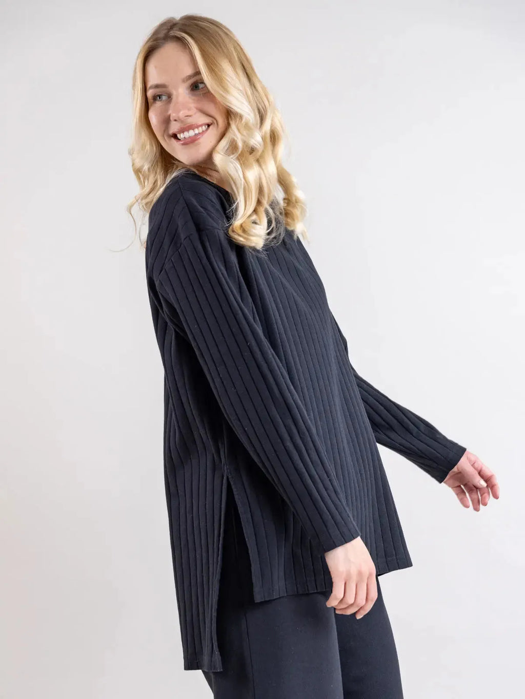 OLOS ribb shirt, black