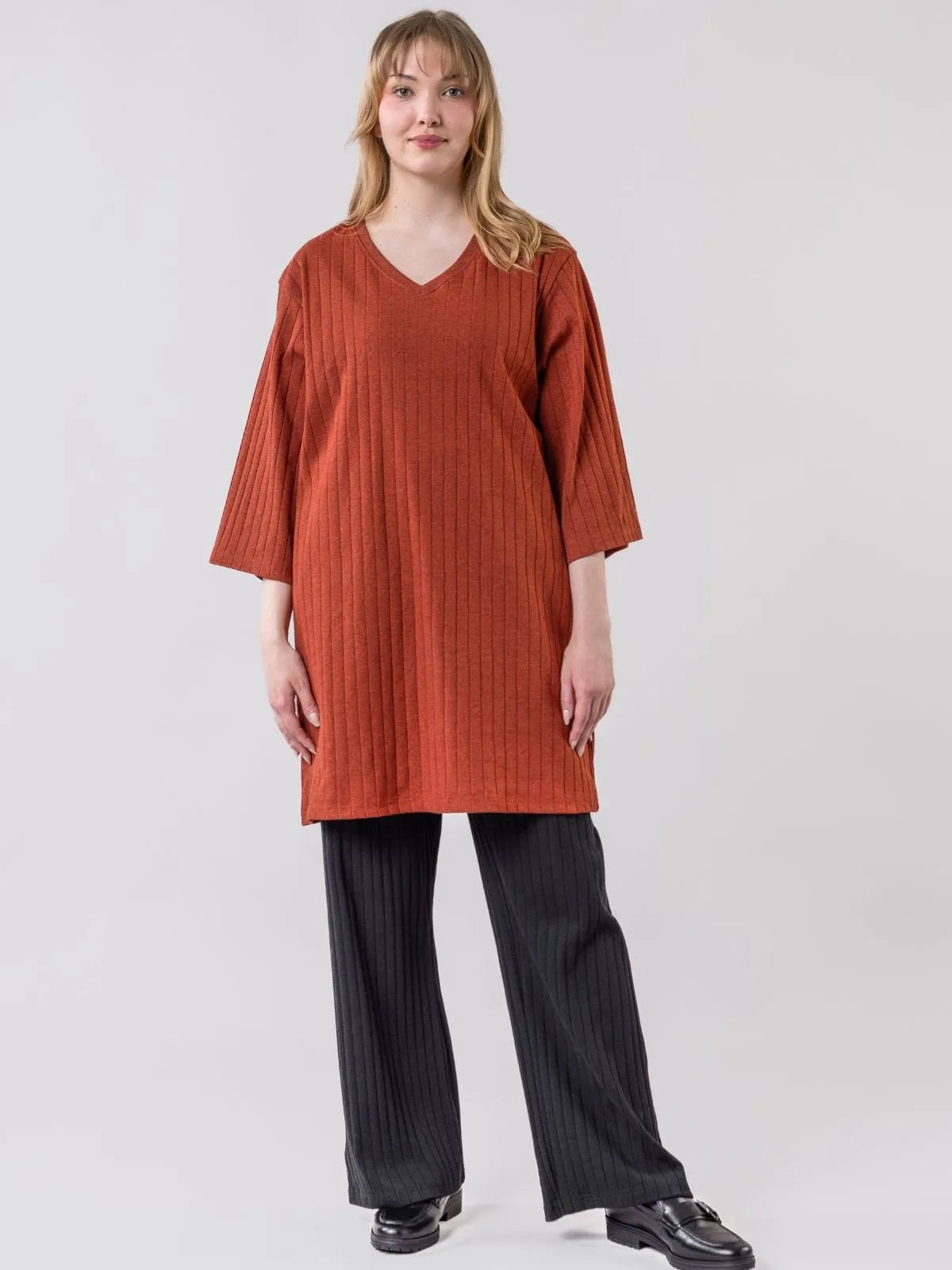 SUVANTO ribbed tunic, mecca orange