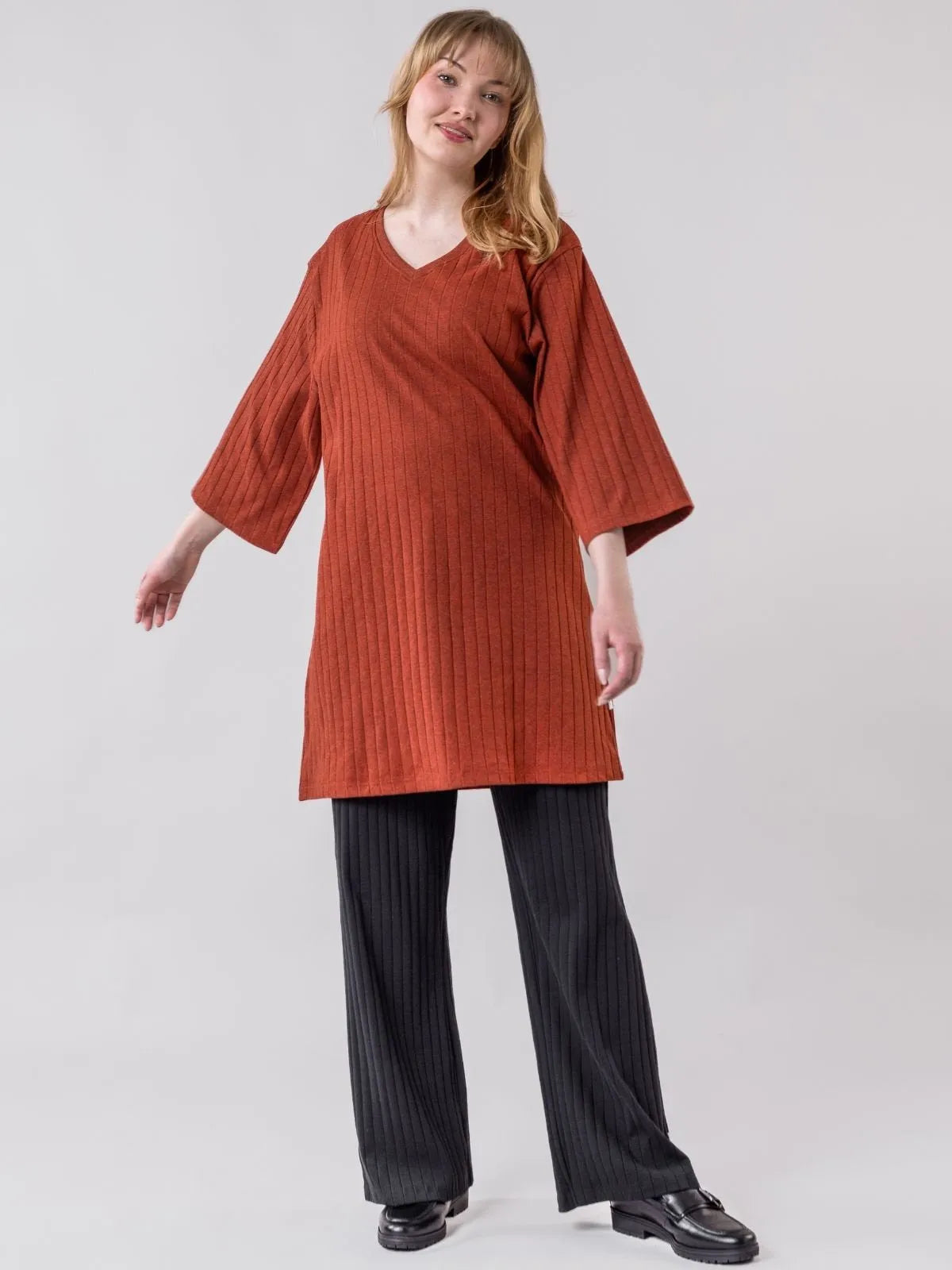 SUVANTO ribbed tunic, mecca orange