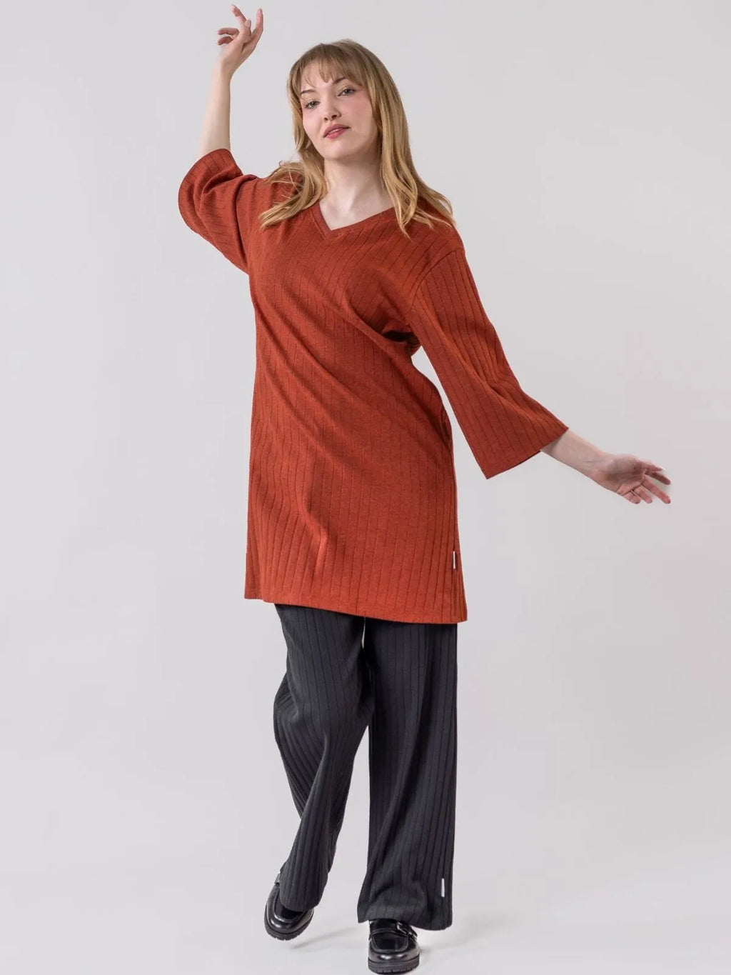 SUVANTO ribbed tunic, mecca orange