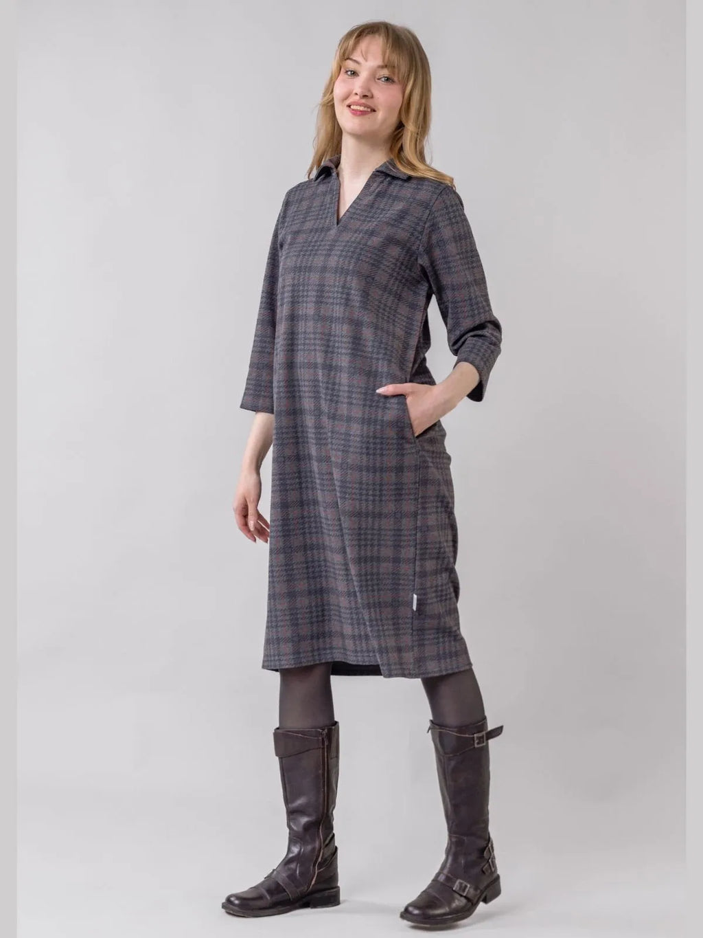 VALKAMA dress, grey checkered