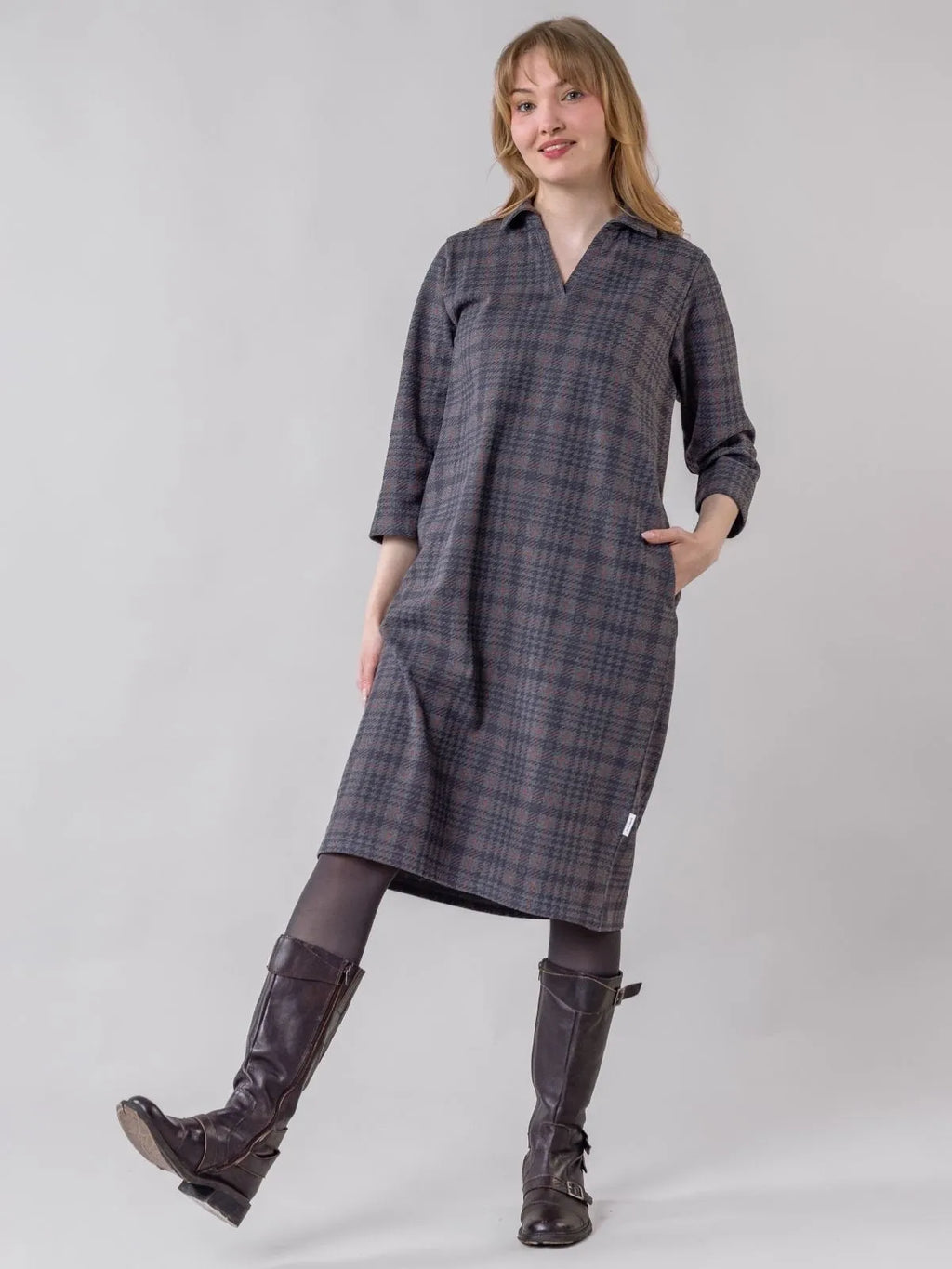 VALKAMA dress, grey checkered
