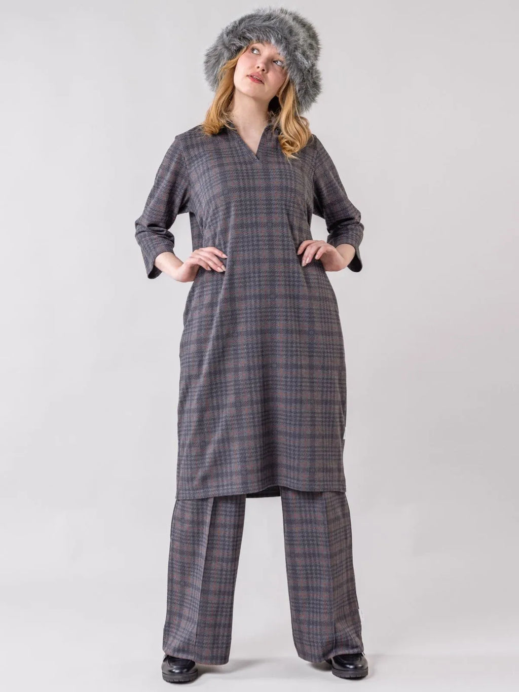 VALKAMA dress, grey checkered