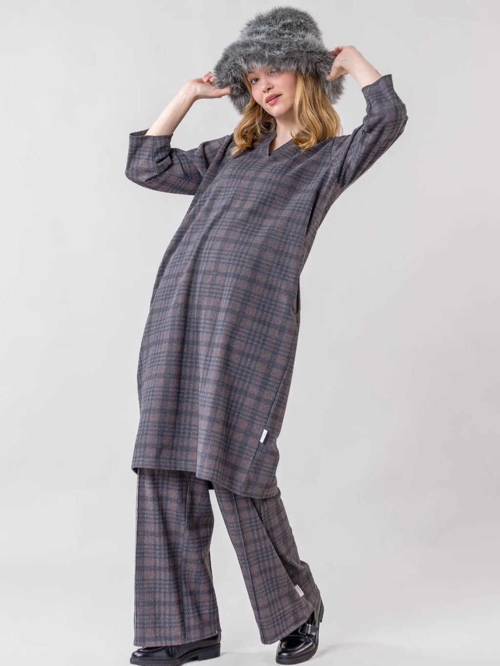VALKAMA dress, grey checkered