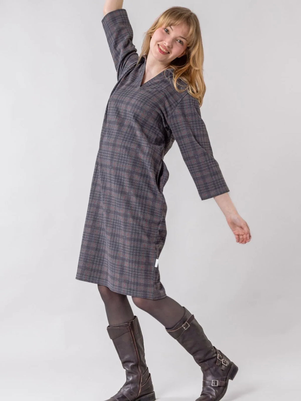 VALKAMA dress, grey checkered