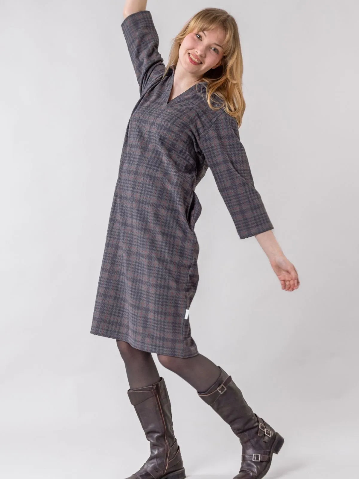 VALKAMA dress, grey checkered