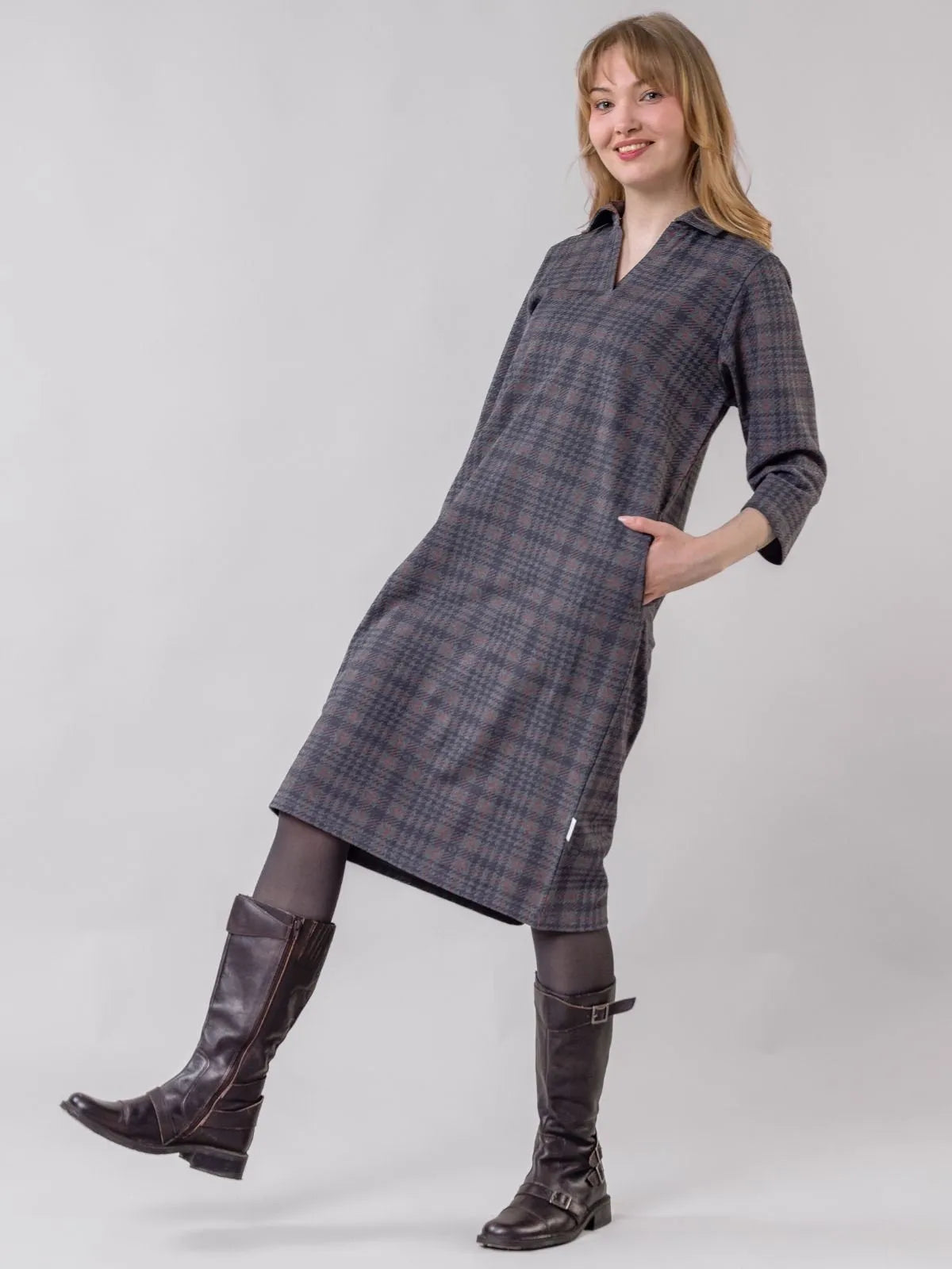 VALKAMA dress, grey checkered